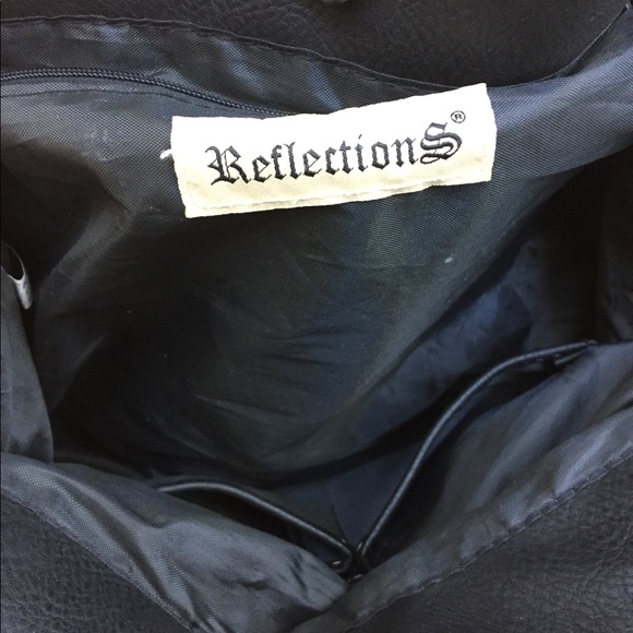 Reflections large black tote curved  black leather shoulder bag - Picture 4 of 6